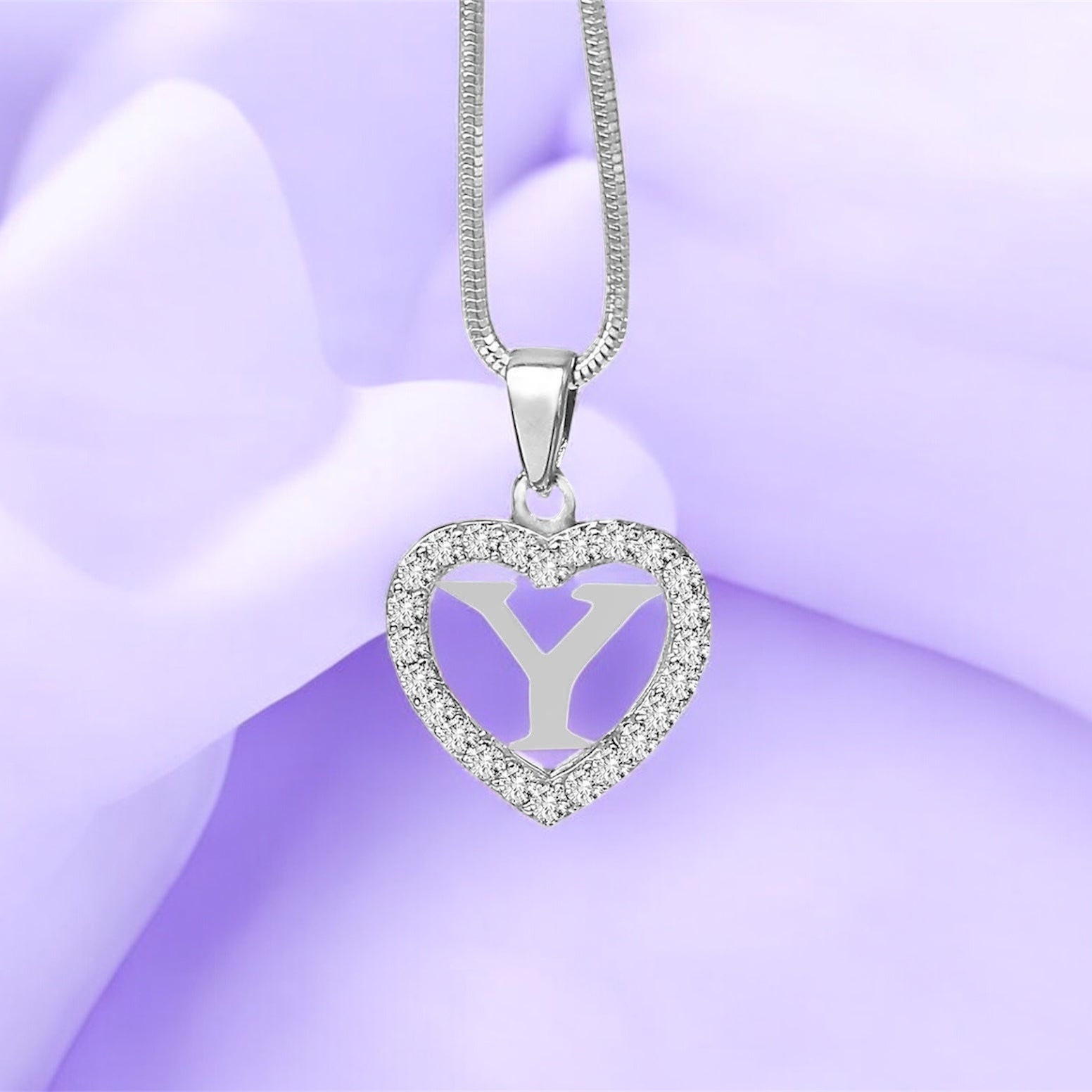 Silidia Silver Heart Pendant With Letter Y