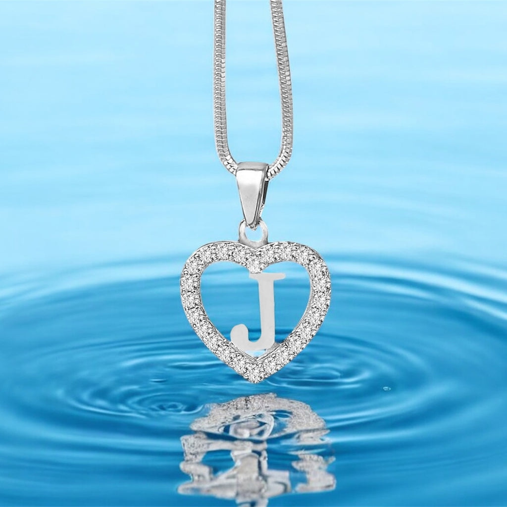 Silidia Silver Heart Pendant With Letter J