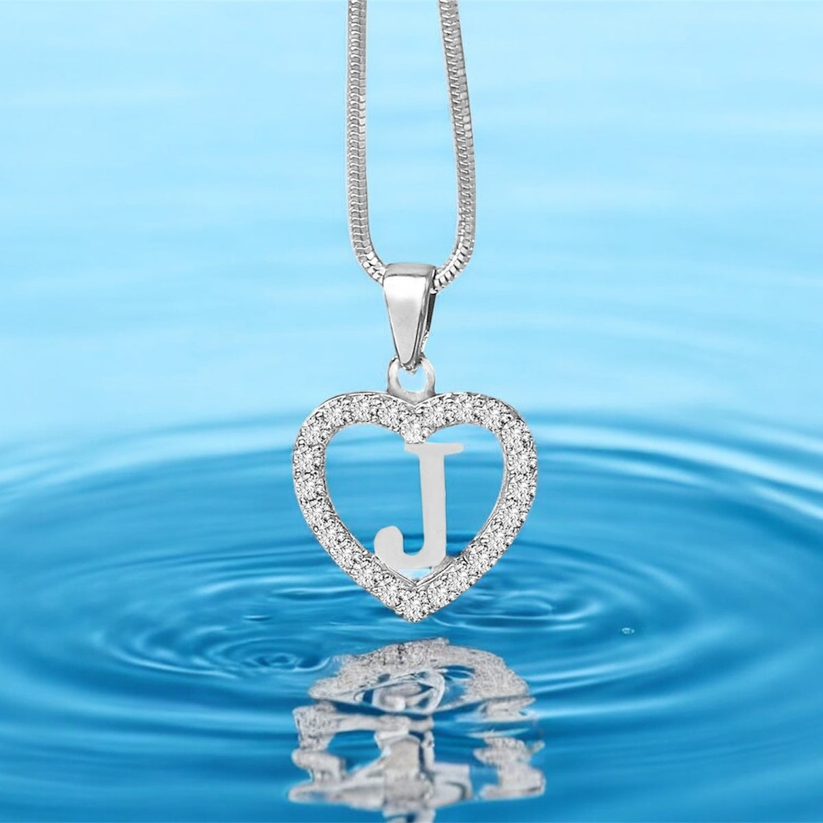 Silidia Silver Heart Pendant With Letter J
