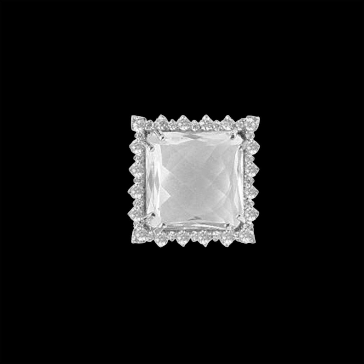 Silidia Silver Cubic Zirconia Square Ring
