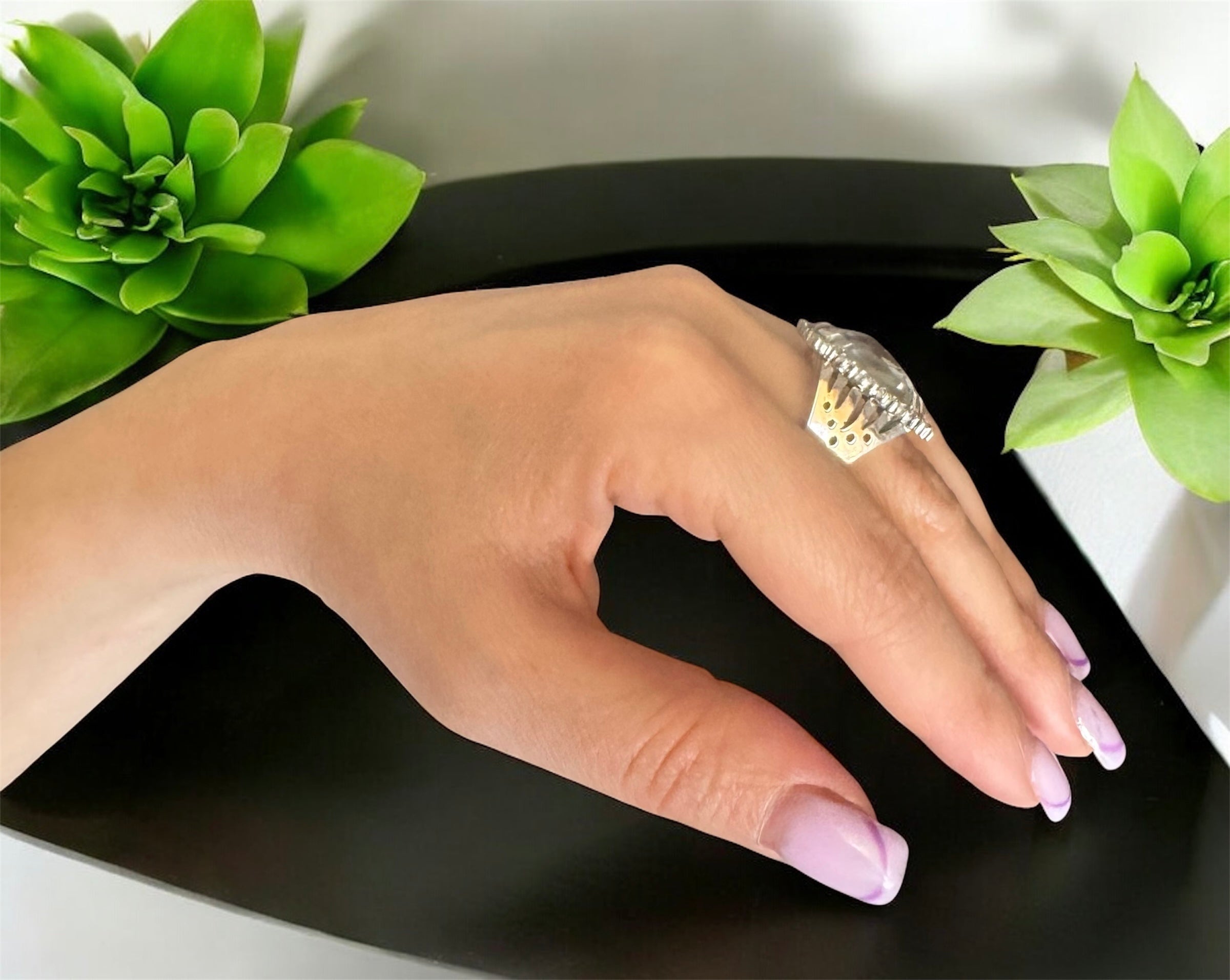 Silidia Silver Cubic Zirconia Square Ring