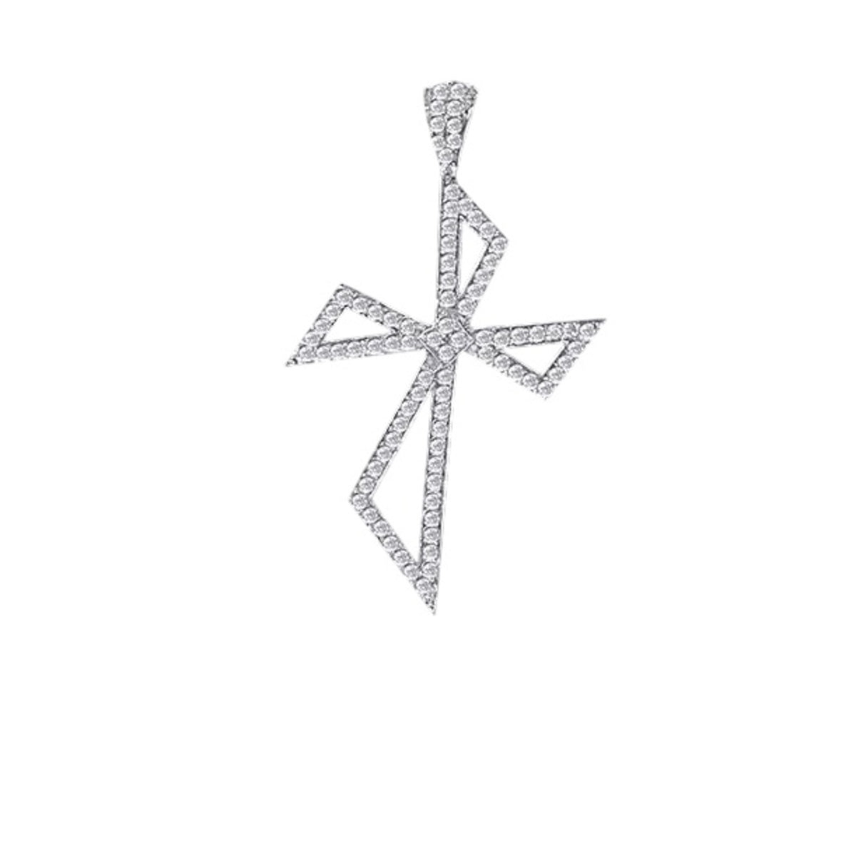 Silidia Silver Cross Cubic Pendant With White CZ