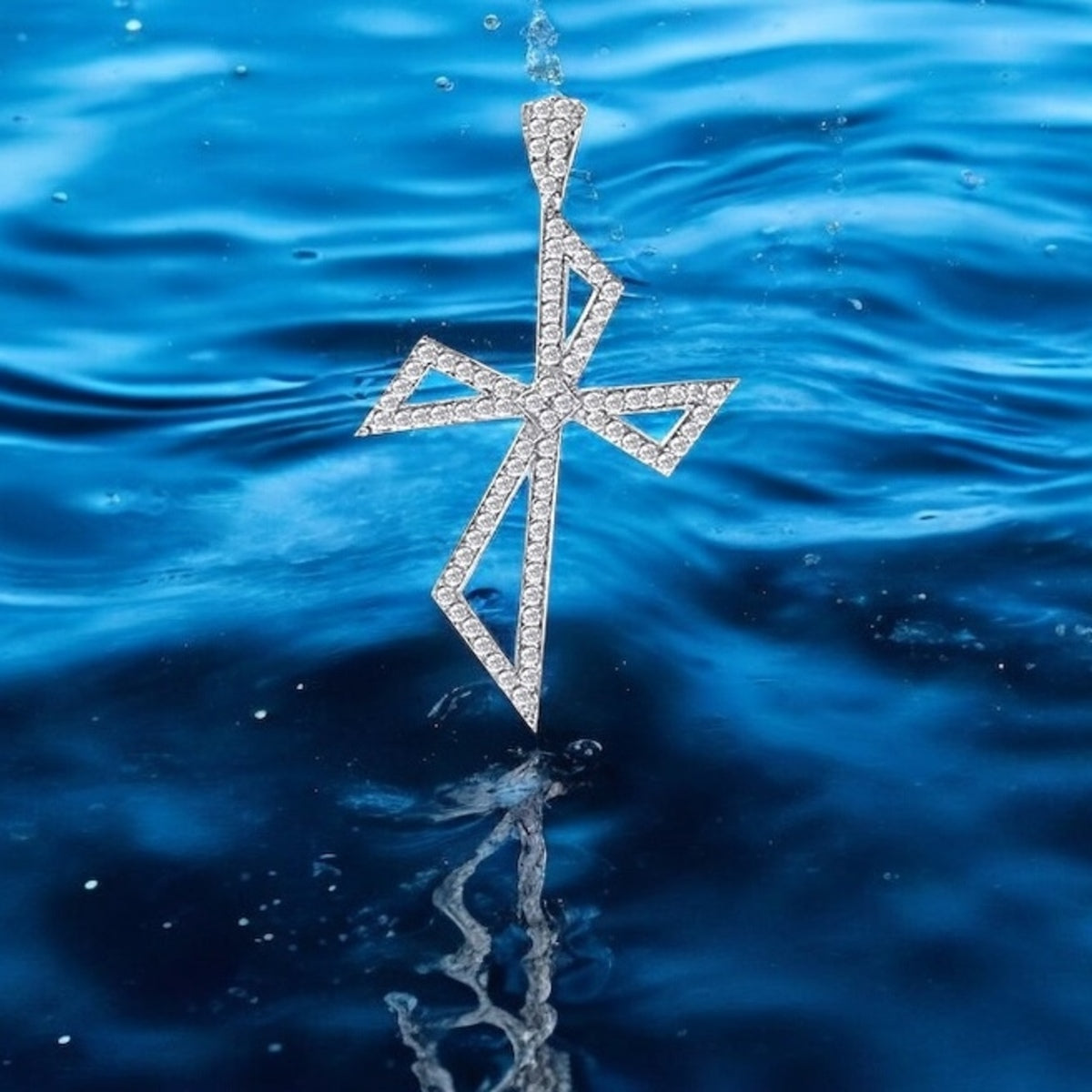 Silidia Silver Cross Cubic Pendant With White CZ