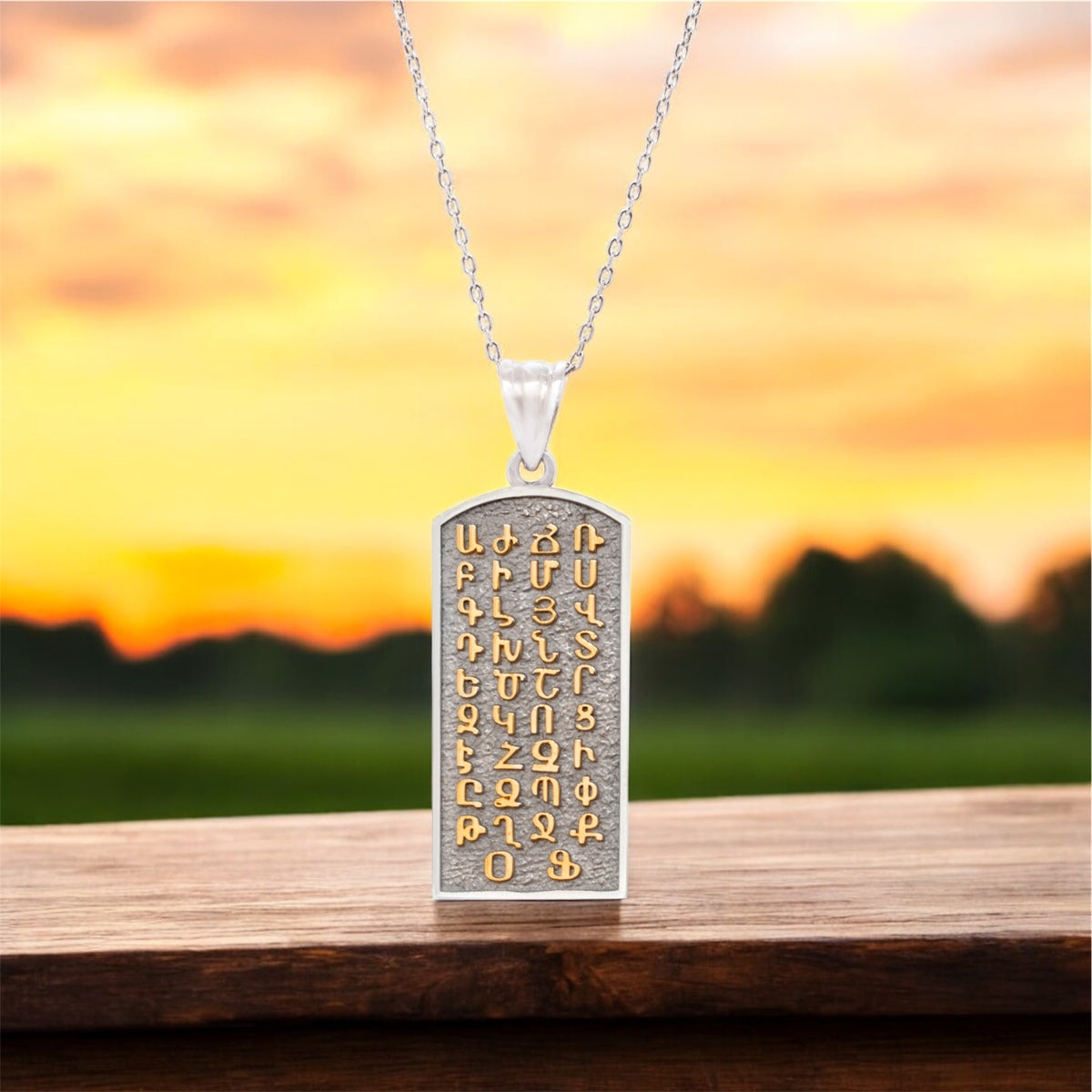 Silidia Silver Pendant with Armenian Alphabet