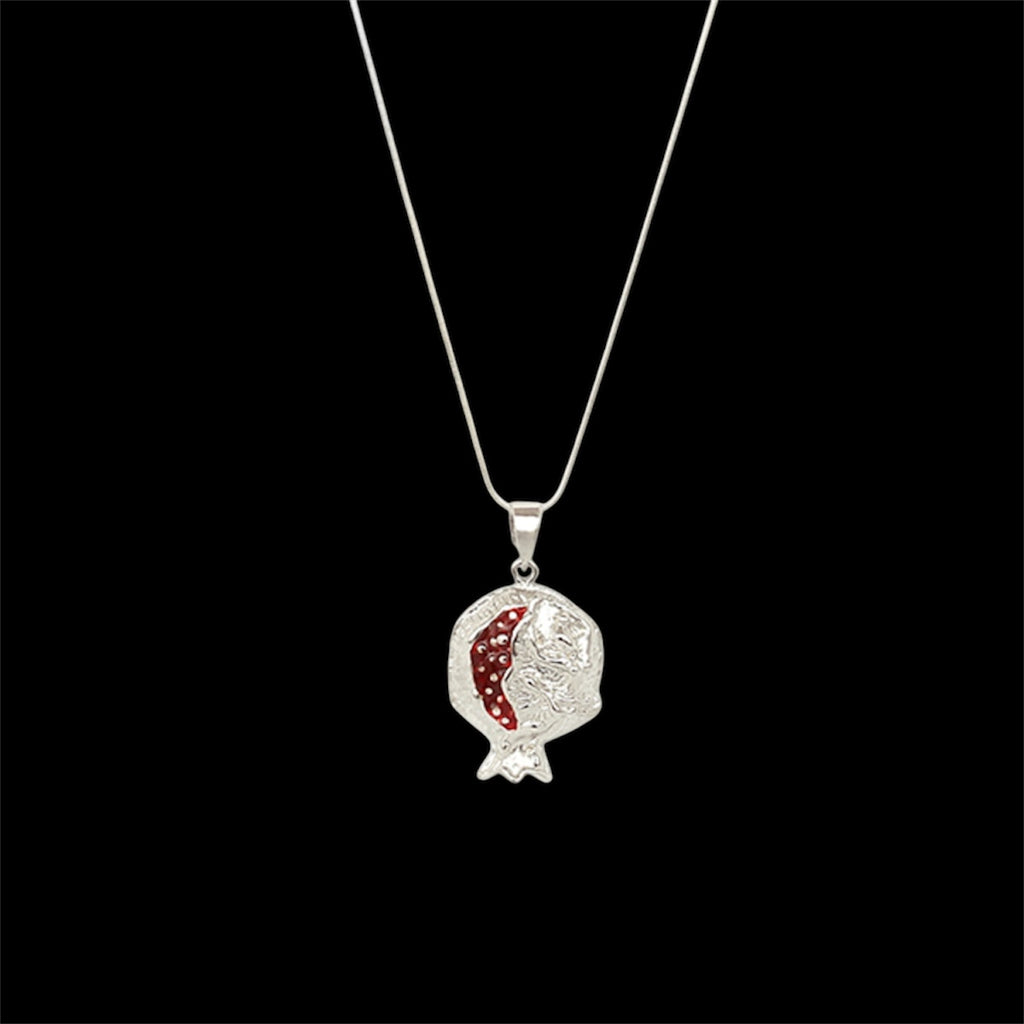 Silidia Silver Red Enamel Pomegranate Pendant