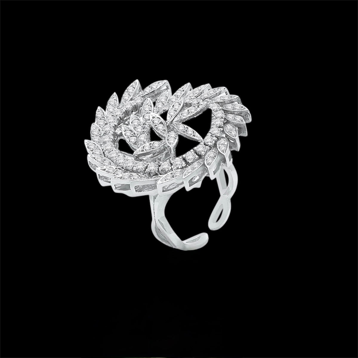 Silver Ring Spiral Flower