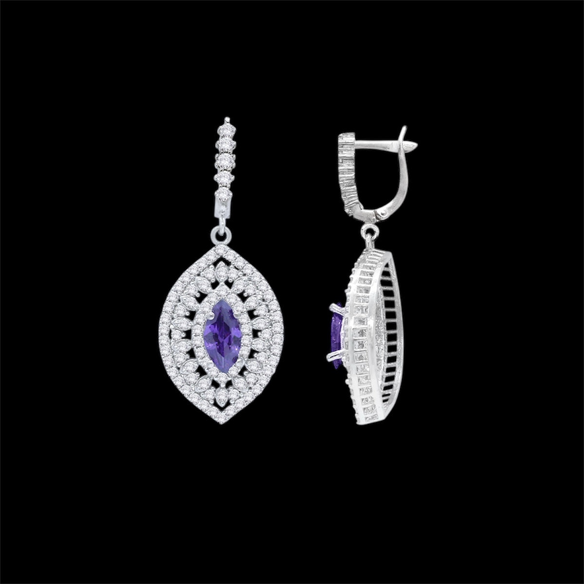 Silidia Oval Purple Earrings