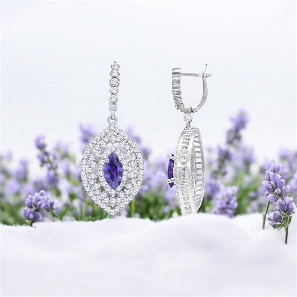 Silidia Oval Purple Earrings