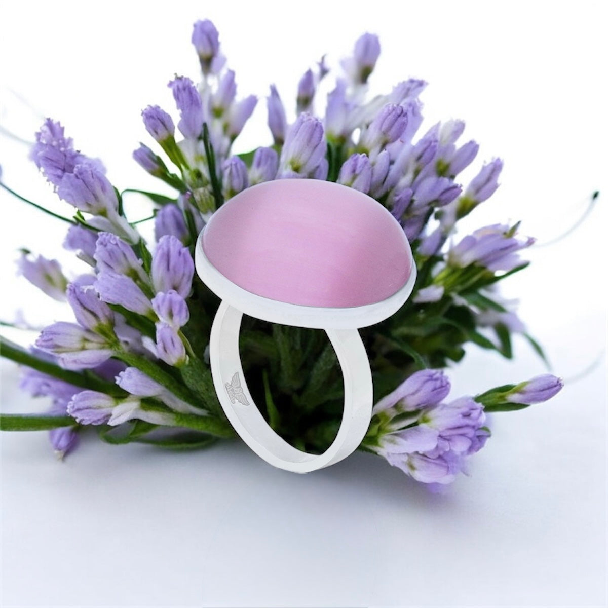 Pink Cats Eye Stone Ring