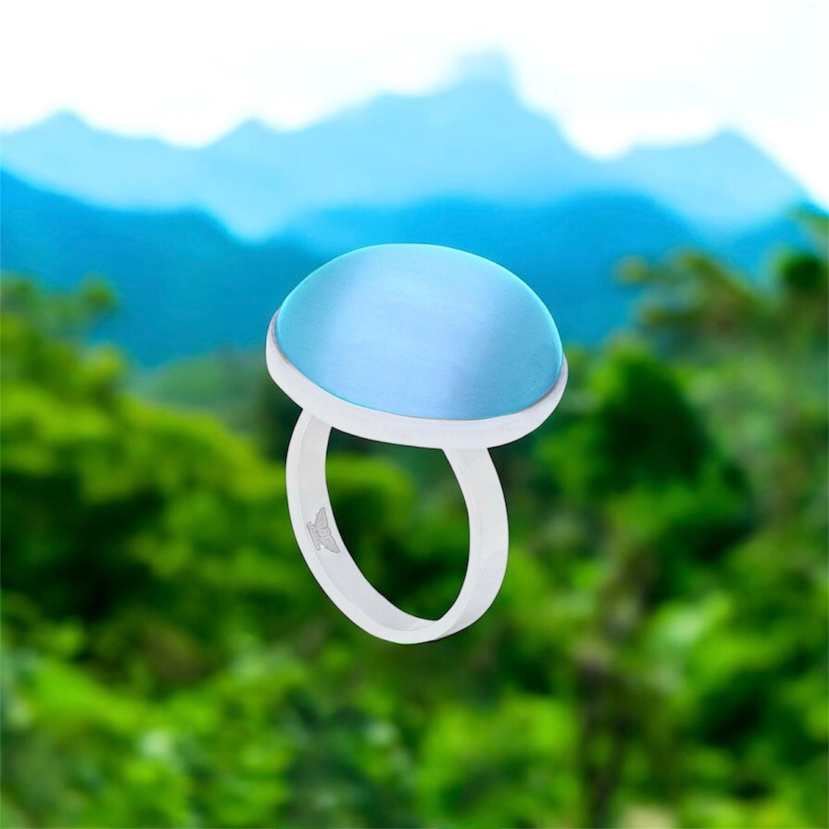 Blue Cats Eye Stone Ring