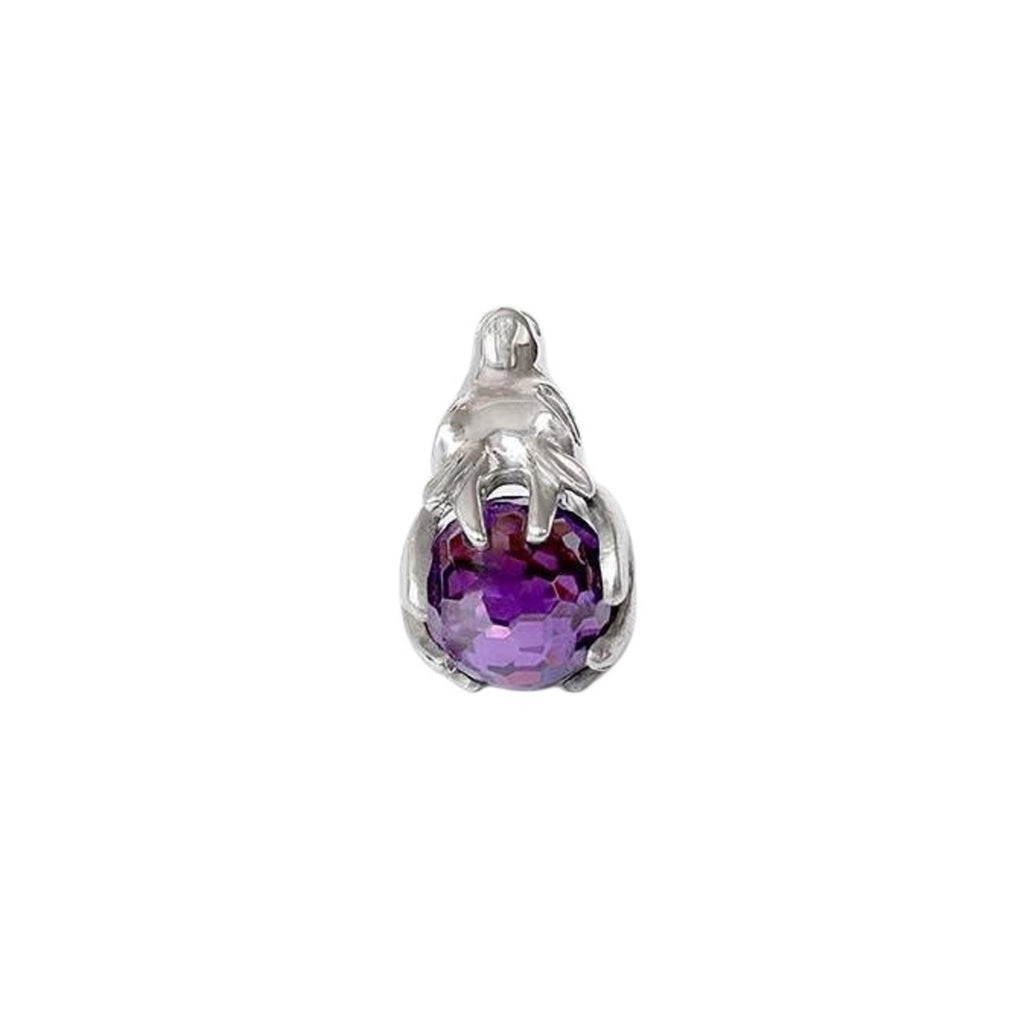 Sterling Silver Ram Head Amethyst Ring