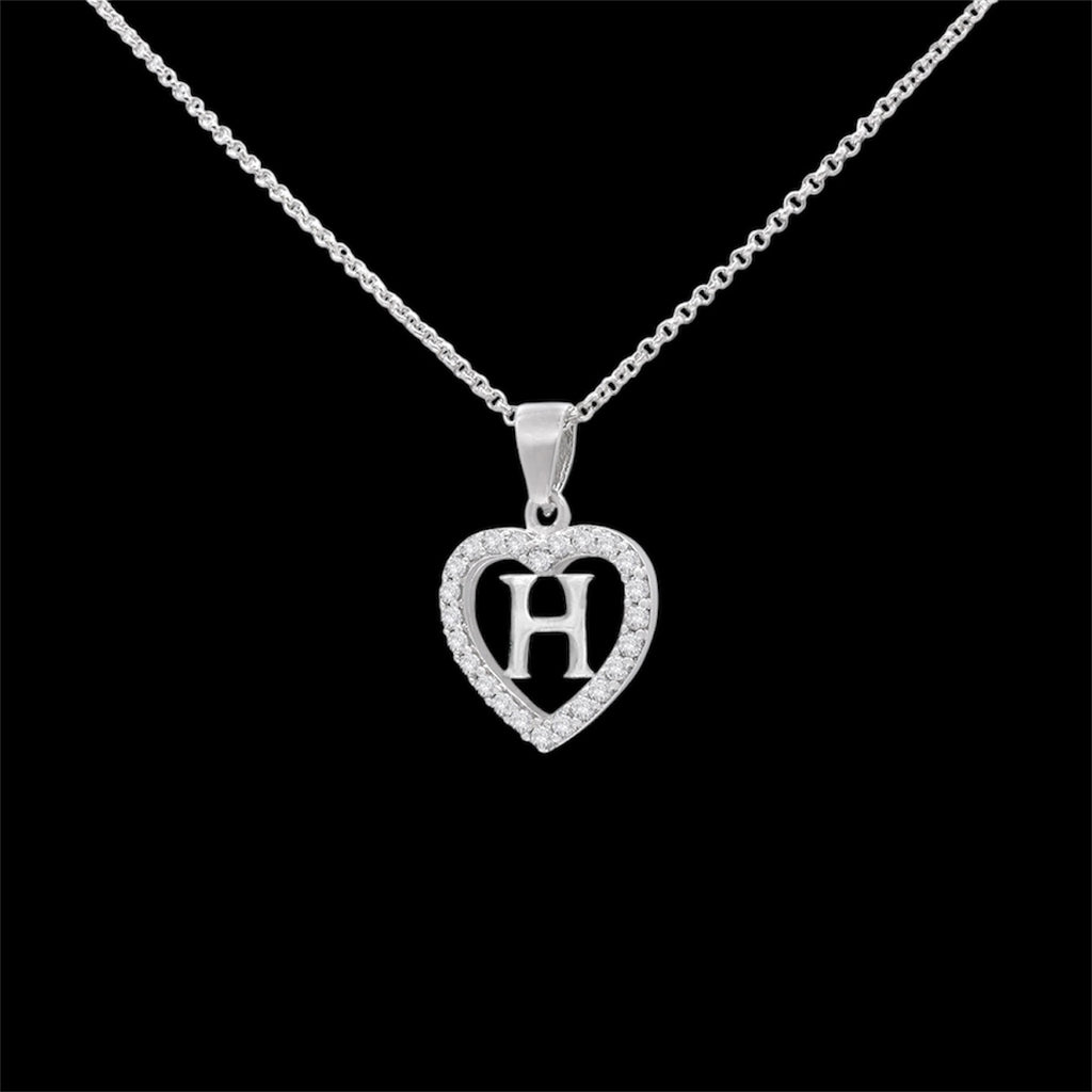 Sterling Silver Initial H Heart  Pendant