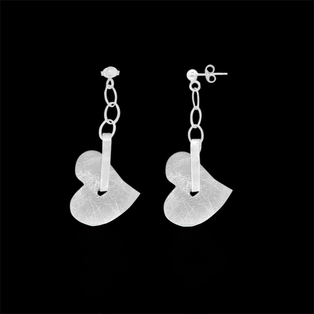 Sterling Silver Dangling Heart Earrings