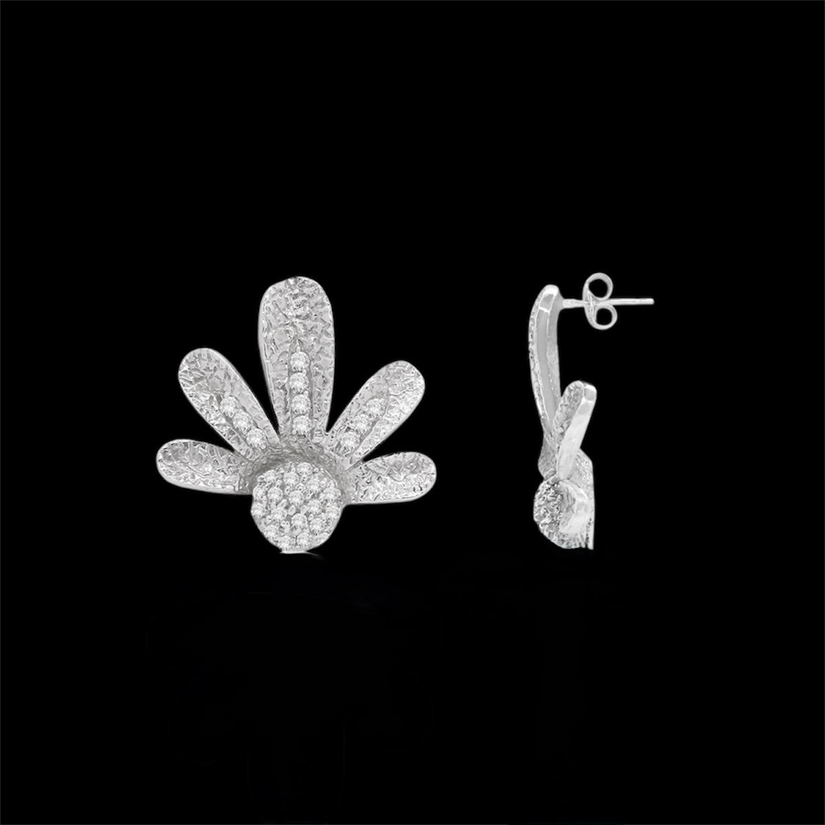 Sterling Silver Flower Stud Earrings