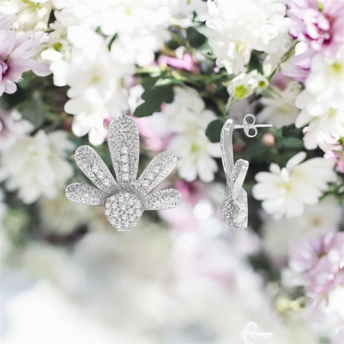 Sterling Silver Flower Stud Earrings