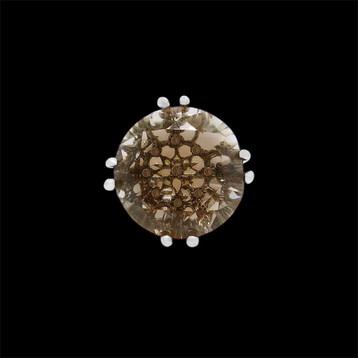 The Elegant Silver Ring with Smoky Brown Gemstone