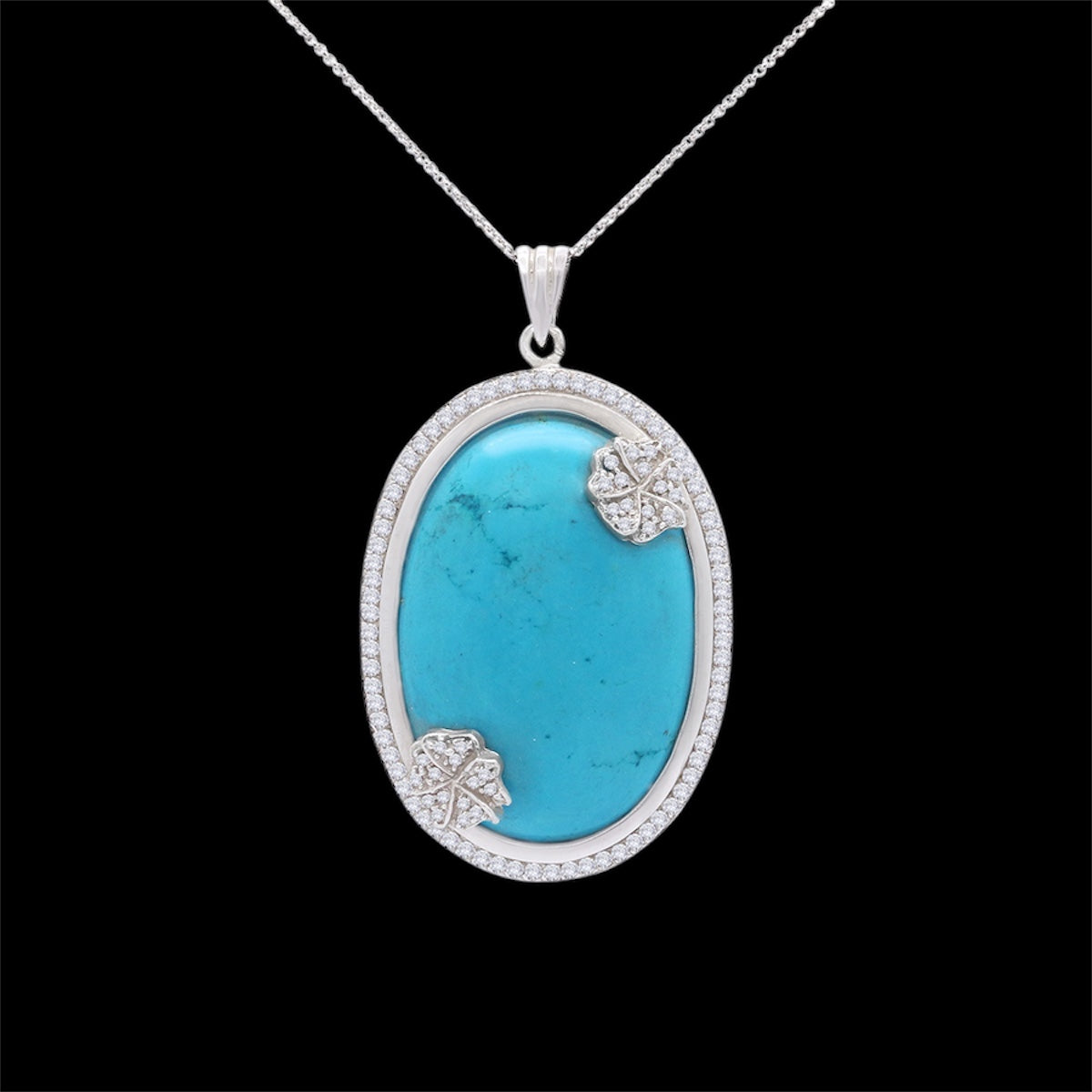 Sterling Silver Turquoise Oval Pendant