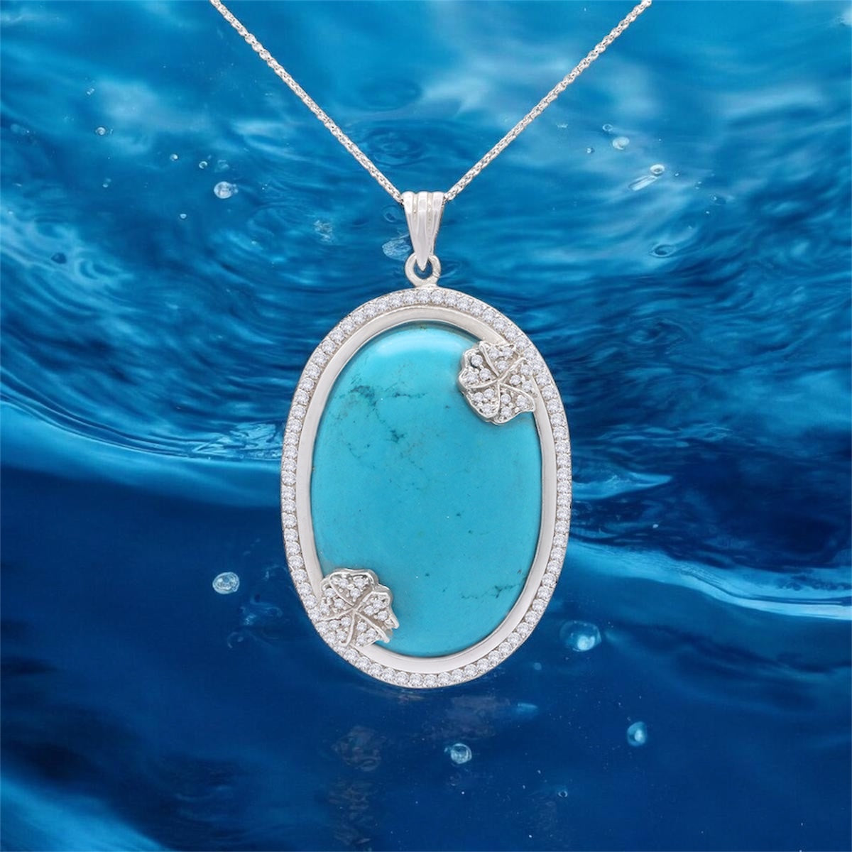 Sterling Silver Turquoise Oval Pendant