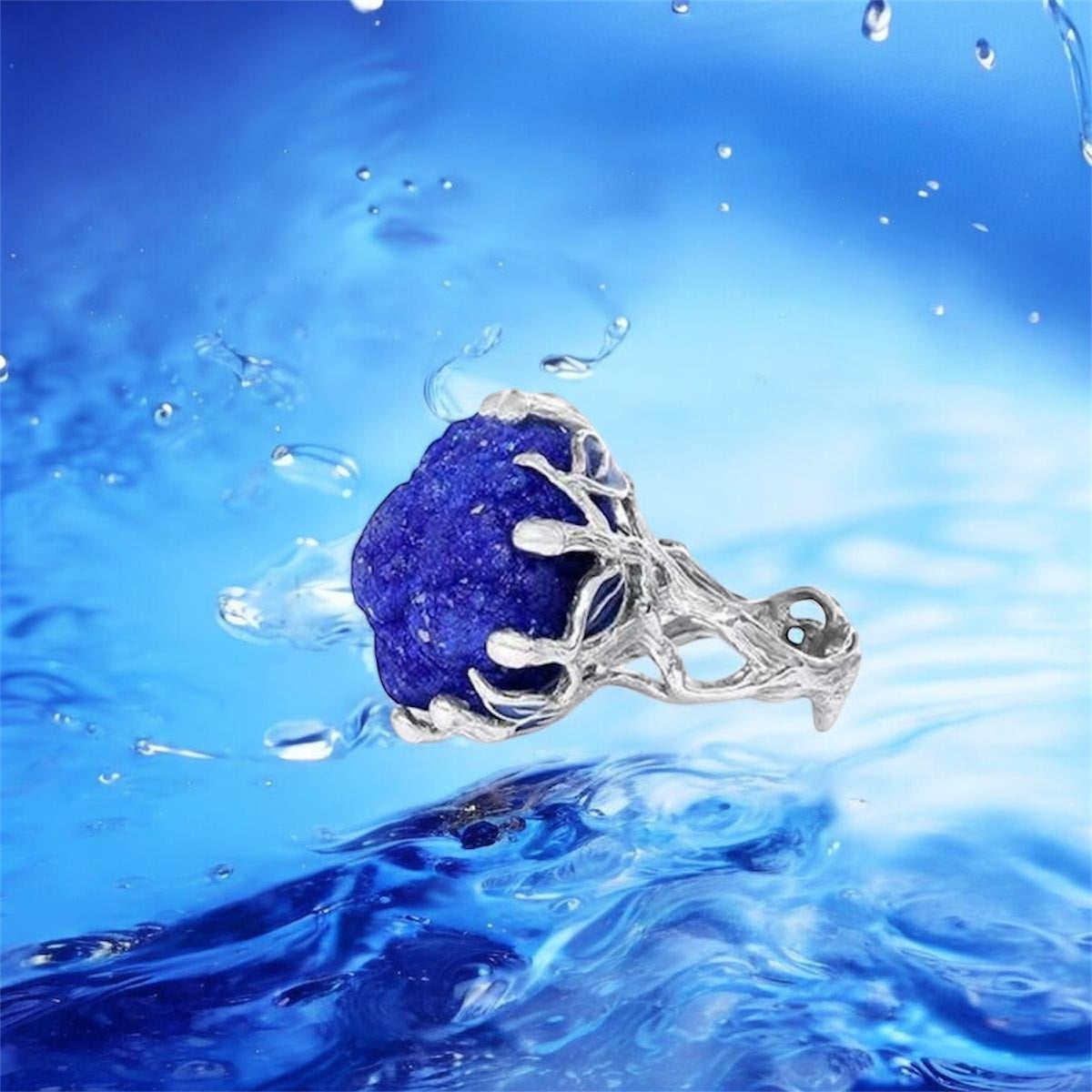 Sterling Silver Blue Druzy Ring