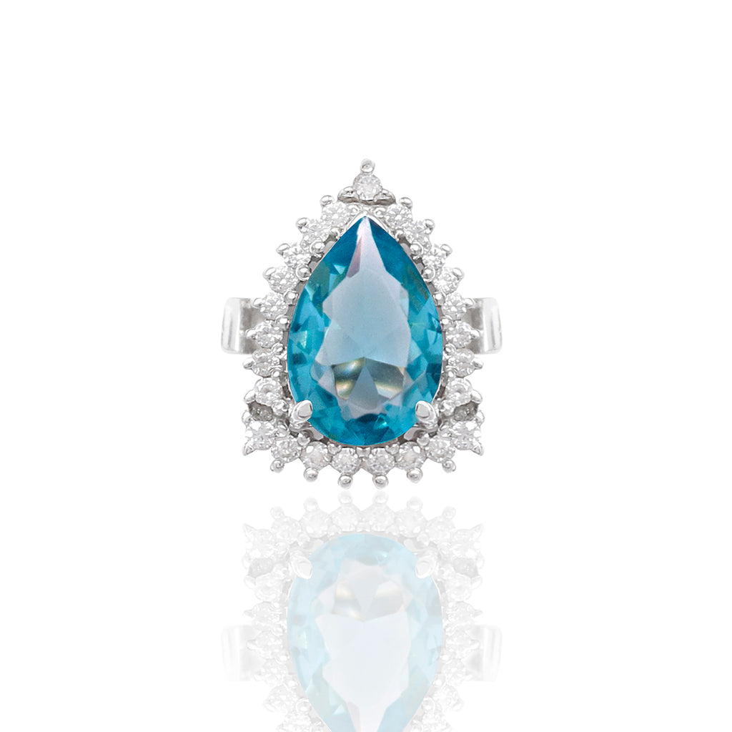 Silidia Tear Drop Ring with Aquamarine