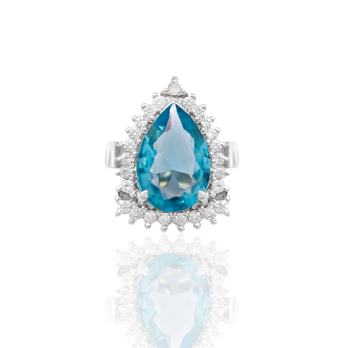 Silidia Tear Drop Ring with Aquamarine