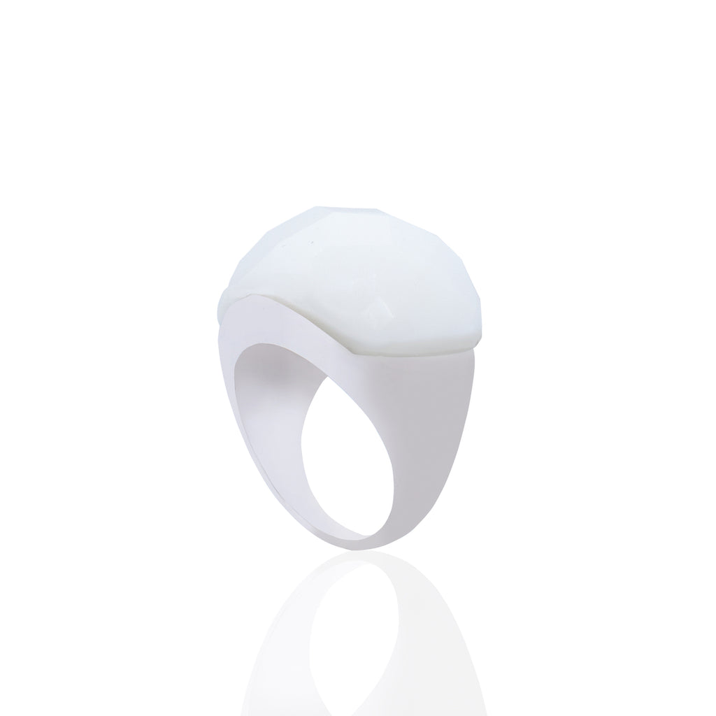 925 Silver Ring with White Faceted Stone