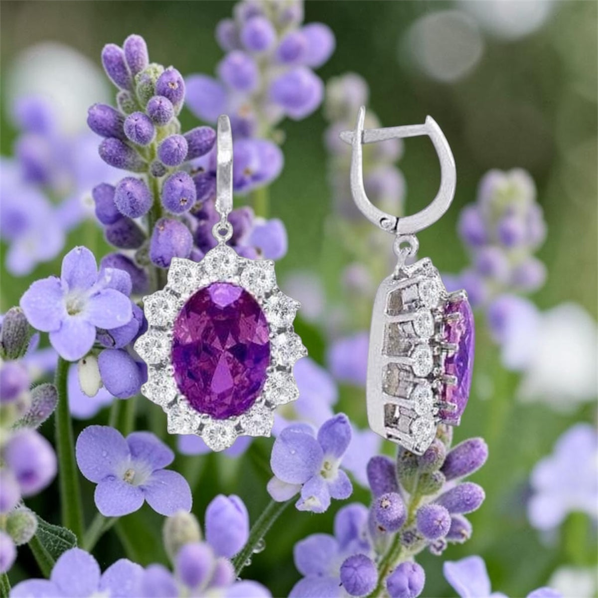 Oval Purple Earrings
