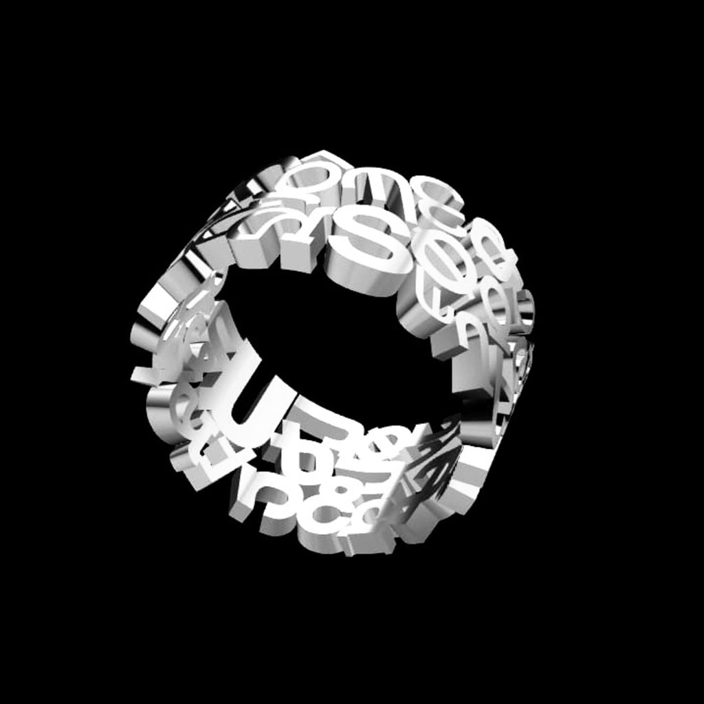 Silver Ring with Armenian Alphabet